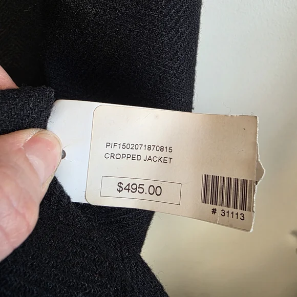 Pink Tartan Cropped Wool Jacket Black Embellished Blazer XS - Picture 12 of 13